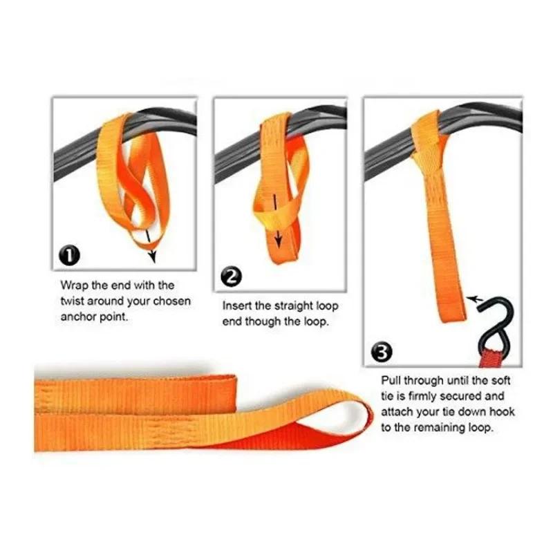 2pcs Multifunctional Hook with Trolley Lanyard for Motorcycle Endless Webbing Multifunctional Luggage Binding Belt Straps