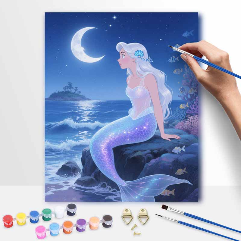 Disney mermaid oil painting hand painting coloring painting handmade diy home decoration gift