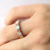 Princess Cut White Opal Ring: Rose Gold Plated Round Cubic Zirconia Wedding Band: Art Deco Bridal Jewelry Gift for Her