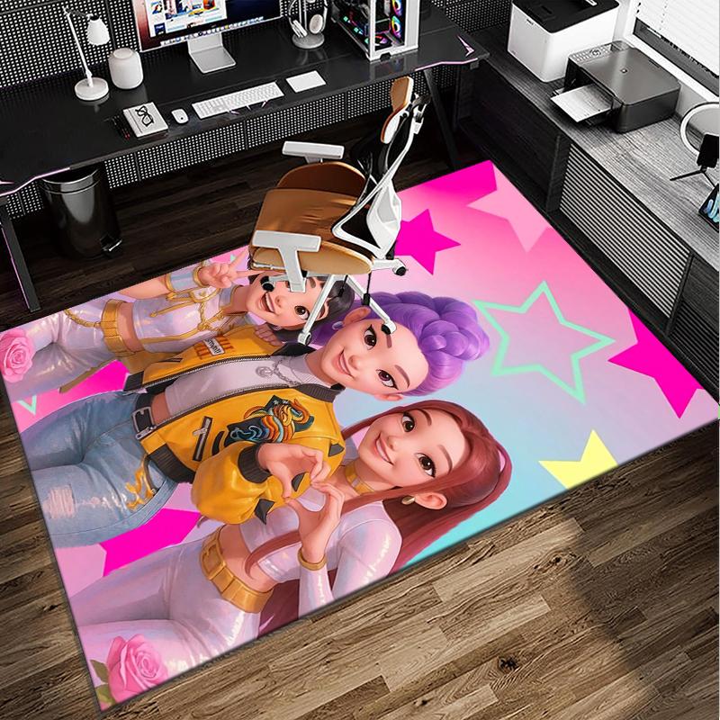 Superhero kpop Friends Adventure Office Rug Chair Mat, Game Carpet, Suitable for Front Door, Bedroom, Living Room, Desk, Holiday Gift