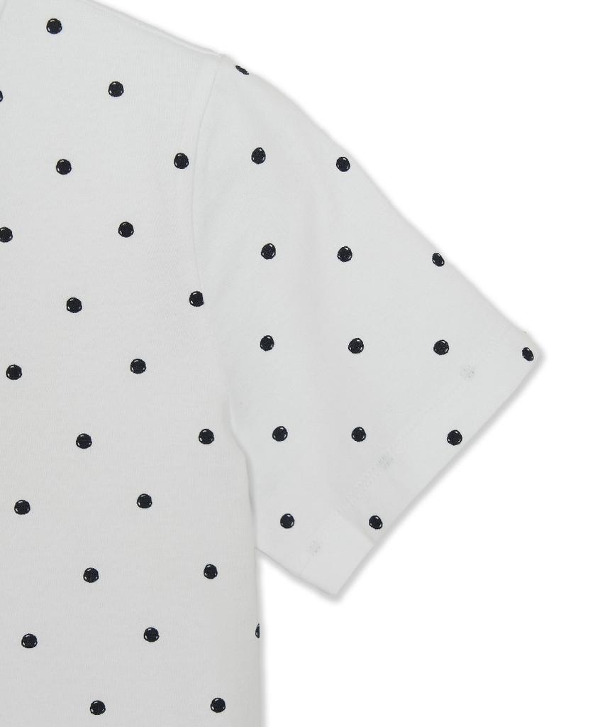 Emelbi Women'S Dot Pattern Lettering Slim Semi-Crop Short Sleeve T-Shirt Ny (White)
