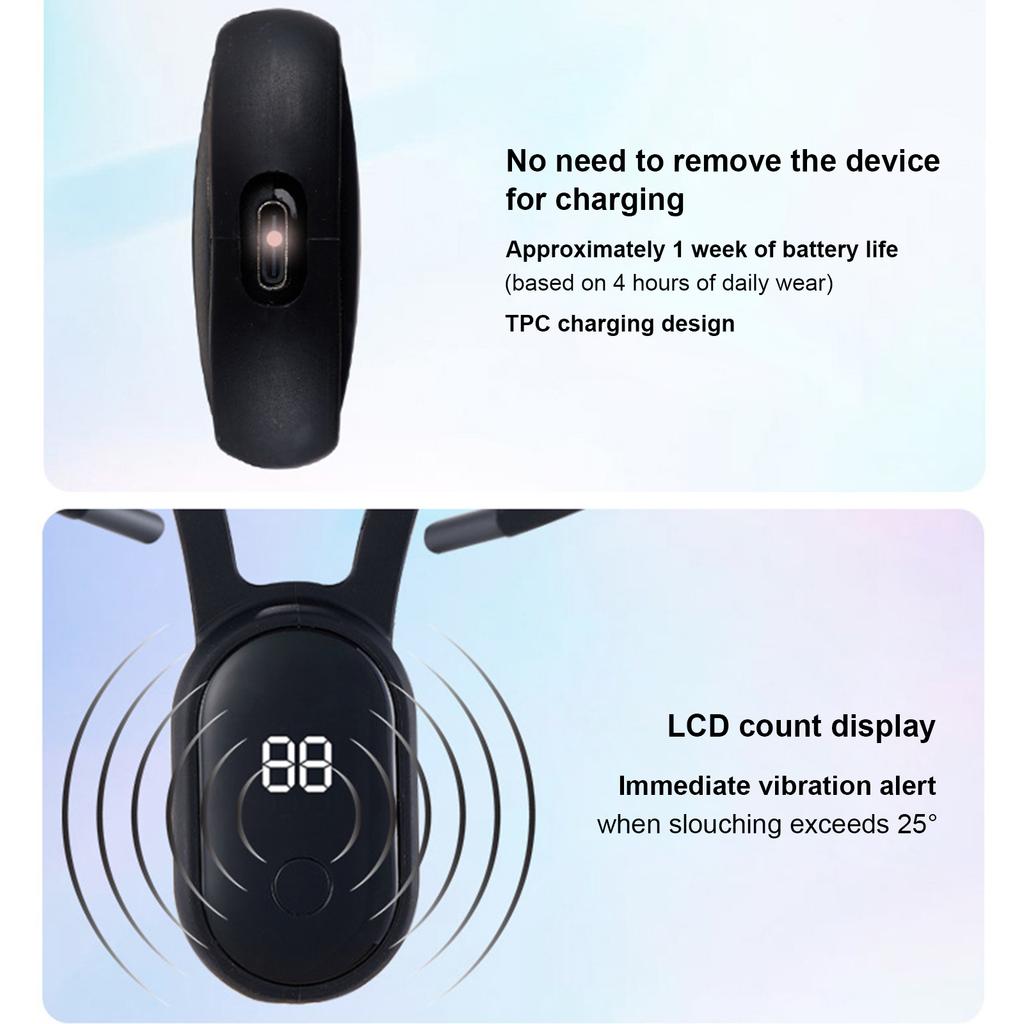 Posture Brace Trainer Realtime Scientific Back Posture Correct Neck Hump Corrector Smart Sensor Vibration Reminder for Adult Kid