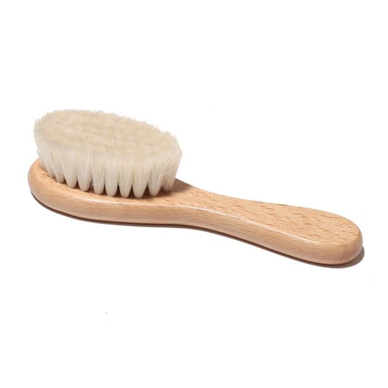 Baby Hair Brush for Newborn Natural Wooden Hairbrush Comb with Soft Wool Bristle