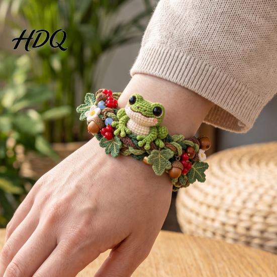 Pastoral Style Yarn Accessories Crochet Animal Bracelet DIY Kit Woodland Friends Craft Forest Jewelry Making Cute Squirrel Raccoon Frog Kit