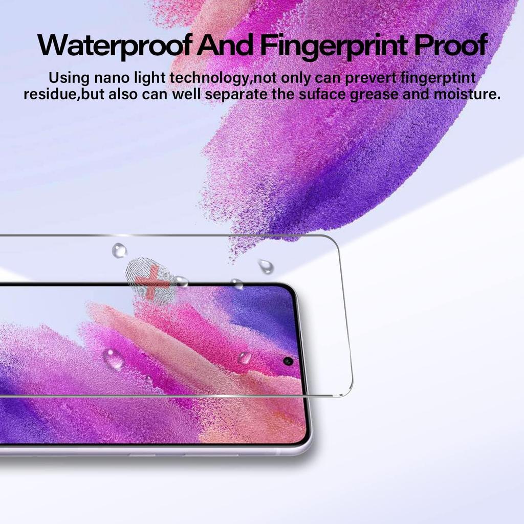 BIG FACE Galaxy S21 FE Tempered Glass Screen Protector + Camera Lens Protector [ 2 + 2 Pack ][Fingerprint Unlock] [Anti-Scratch] [Case Friendly]