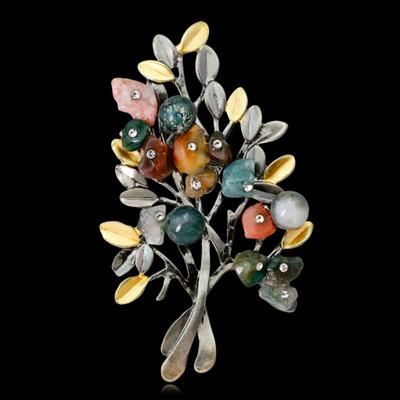 Colorful Leaves Rhinestone Brooch Pin Shirt Decor Women Jewelry Party Gift