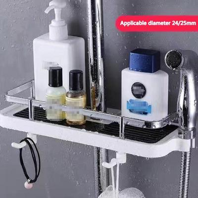 Rack de armazenamento para chuveiro, organizador sem perfuração, haste de elevação, chuveiro, gel, shampoo, bandeja, suporte, prateleiras