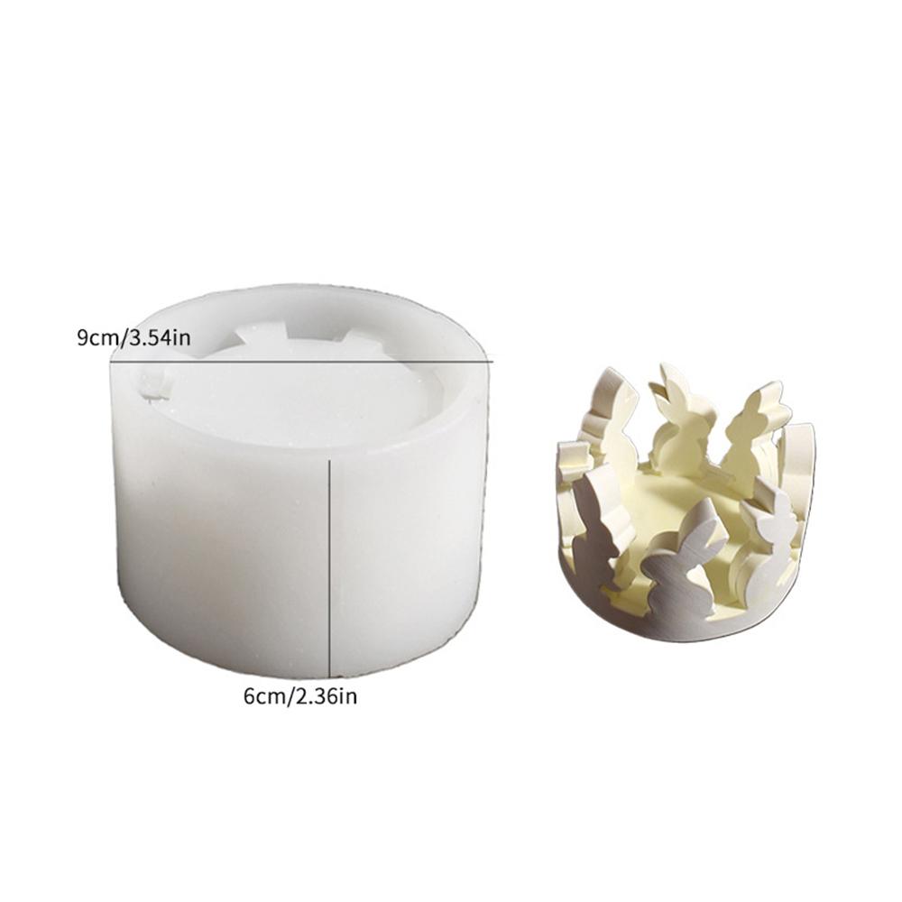 Ostern Hohl Kaninchen Silikonformen DIY Teelichthalter Gips Gips Zement Betonform Haus Ornament Form