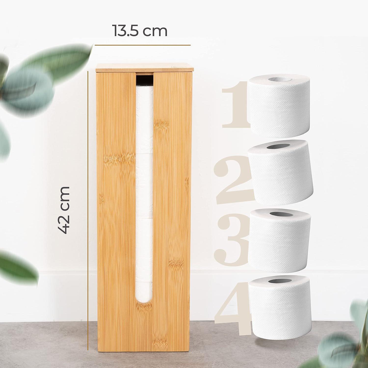 Japanese Bamboo Rectangular Tissue Holder - Wooden Bathroom Toilet Paper Organizer Box