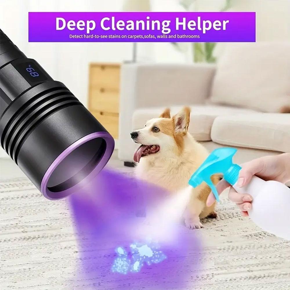 High Power 365nm UV Flashlight Blacklight Cat Dog Urine Stain Tinea Ore Money Scorpion Marker Powerful Rechargeable UV Torch