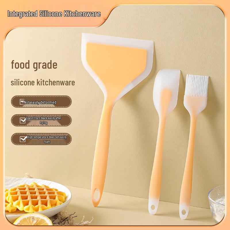 Silicone High-Temperature Resistant Non-Stick Stir-Fry Spatula for Pancakes and Tamagoyaki Oil Brush
