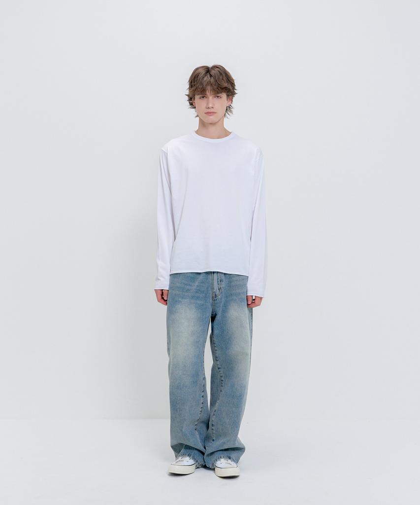PSSHOPPER Layered Inner Cropped Long Sleeve T-Shirt [White]