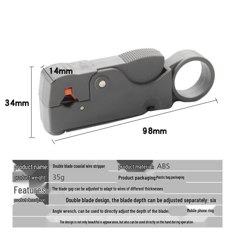 Multifunctional Coaxial and Network Cable Stripper for Electricians