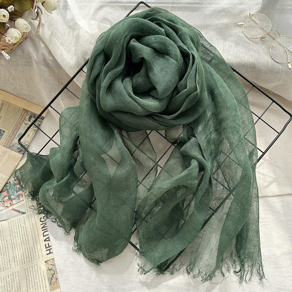 Women Light And Breathable Scarf Pure Linen Solid Scarf Neckwear Unisex Children Spring Autumn Winter Female Foulard Wrap