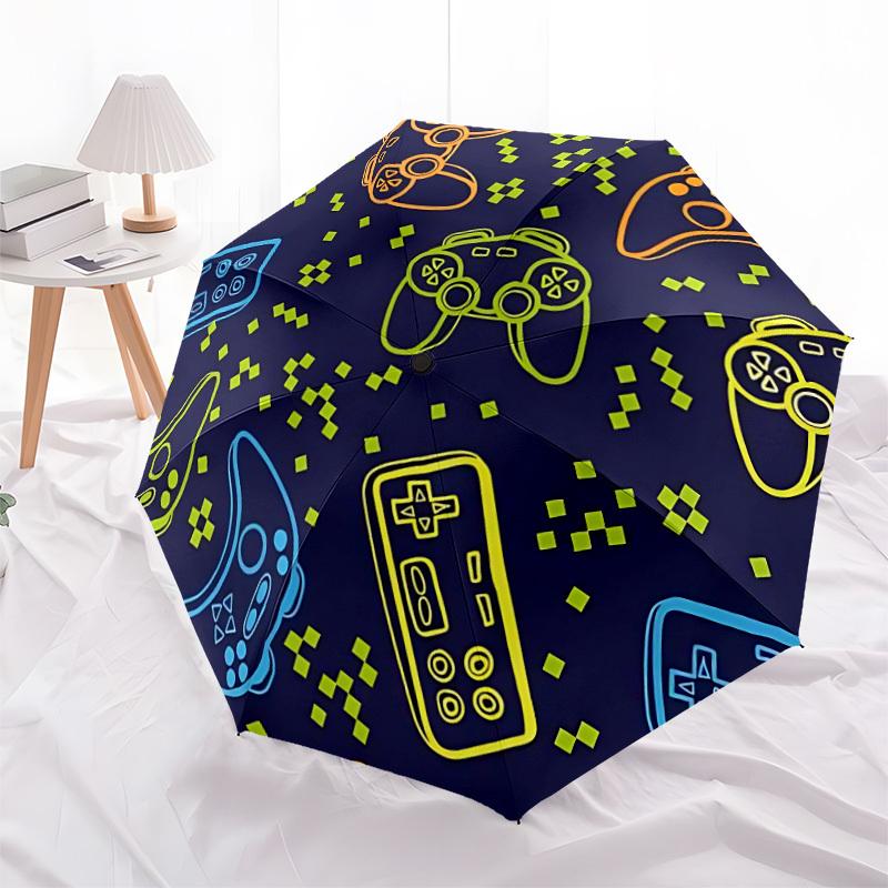 1pc Gamer Pattern Open/Close Folding Umbrella, All- Portable Umbrella for & Men, Stylish Accessory (Holiday Gift) 8-Rib yy251213161