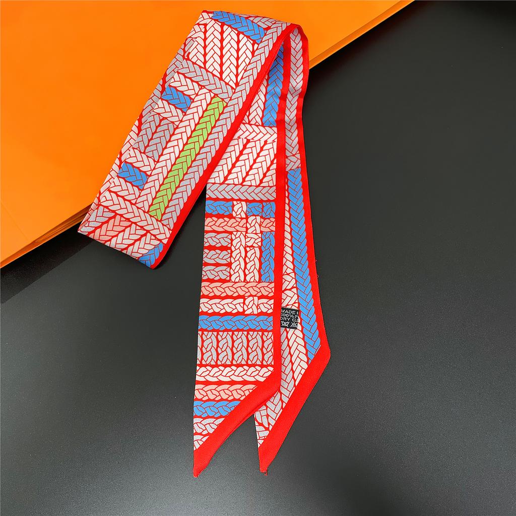 2024 New Rope Print Women Scarf Luxury Brand Silk Scarf Fashion Headband Foulard Skinny Hair Bag Scarves Design Neckerchief