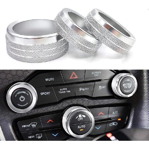 Auprite Climate Control Knob Covers for Challenger Accessories 2015-2023 2024, for Dodge Charger 2015-2023 2024, for Dodge Chrysler 300/300s
