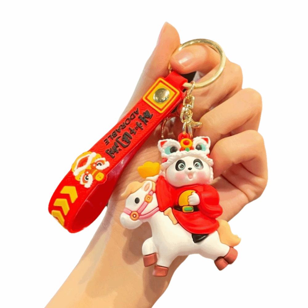 Chinese Style Panda Keychain Pendant Traditional Cartoon Horse Bag Pendant Pony Pendant Gift