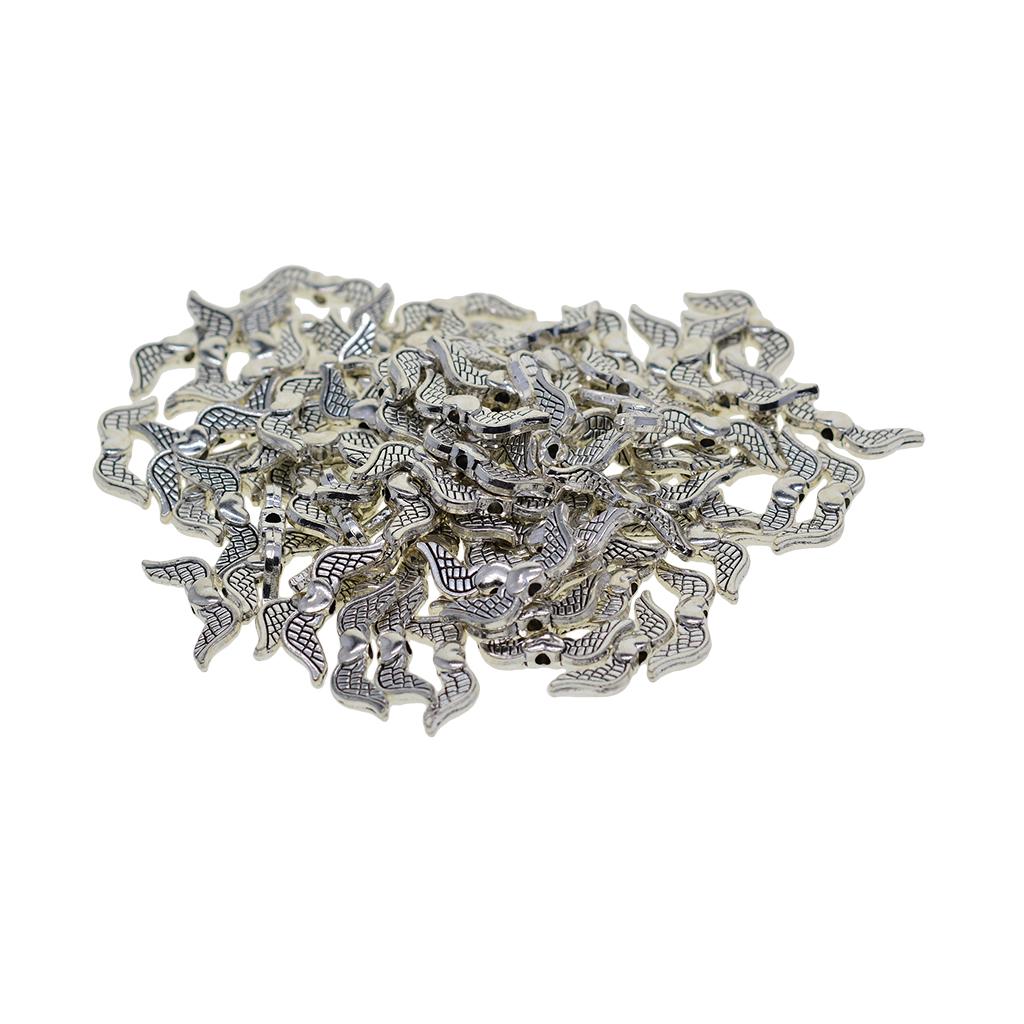 100 Stück 20 mm tibetische silberne Engelsflügel-Abstandsperlen zum Selbermachen von Schmuck