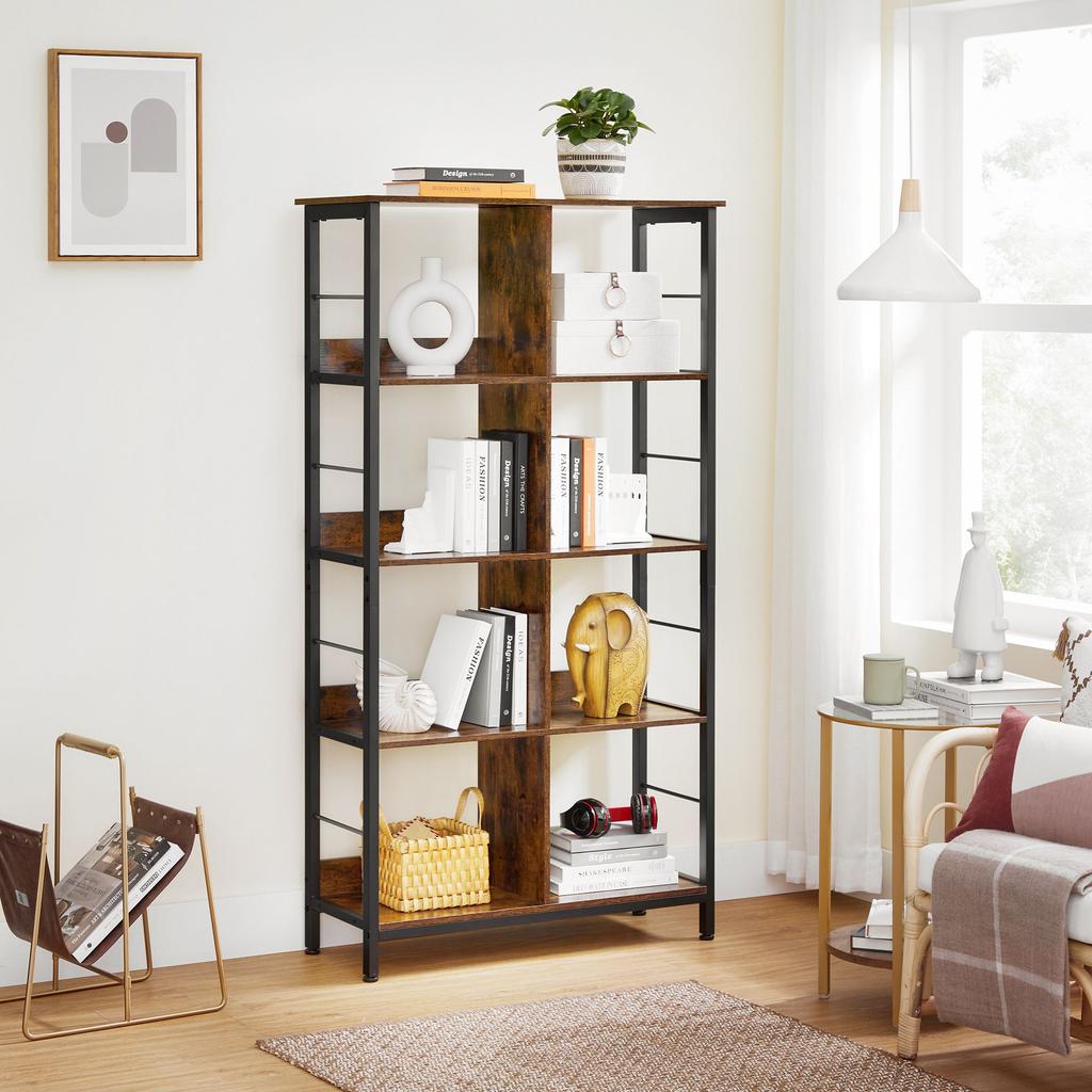 VASAGLE Bookcase, Bookshelf, Ladder Shelf 4-Tier, Display Storage Rack Shelf, for Office, Living Room, Bedroom, 80 x 33 x 149 cm, Industrial