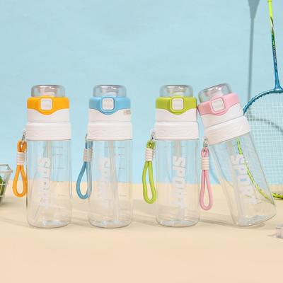 Water Bottle Summer Simple with Spray Sports Straw Cup Large Capacity Plastic Cup with Lifting Rope Portable Sports Water Cup