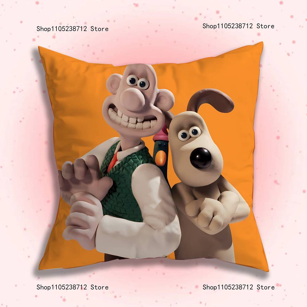 ANIME W-WallaceS G-Gromit Pillow Case Plush Fabric Soft Pillowcase Double Sided Print Sofa Cushion Cover Throw