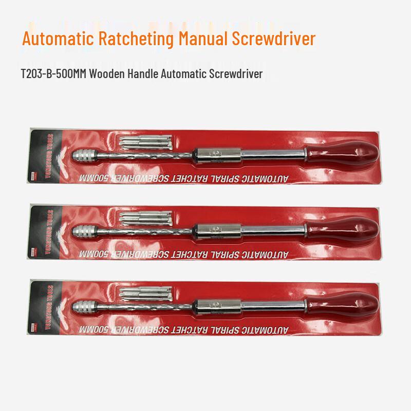 Belton Semi-Automatic Ratchet Screwdriver with Wooden Handle