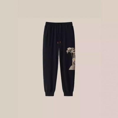 Mens Relaxed Fit Joggers Tiger Embroidery Cotton Sweatpants Plus Size Casual Trousers