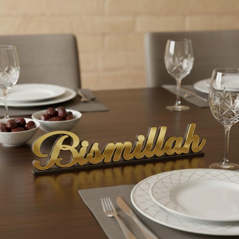 Neues Eid Mubarak Tischornament mit Mond-Stern-Laterne Gold Silber Acryl Islamische Heimdekoration Geschenk für Ramadan Kareem