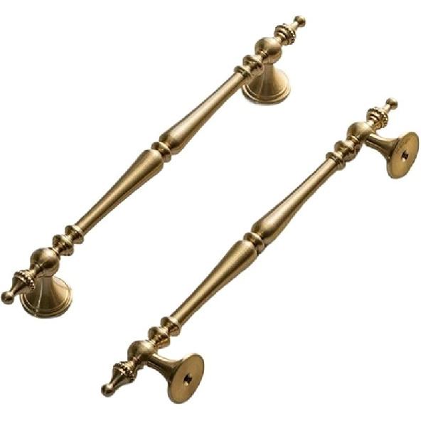 Cabinet Handle 2Pcs Solid Brass Kitchen Cabinet Handles Drawer Pulls T Bar Handles Knobs Wardrobe Furniture Handle Hardware Door Knocker(Hole 128mm)