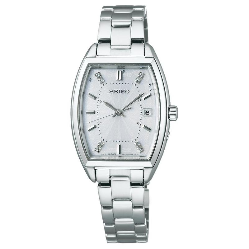 SEIKO SELECTION 100 meters waterproof antimagnetic calendar perpetual calendar solar Quartz Steel Strap 25mm women s watch silver dial SWFH143 серебряный