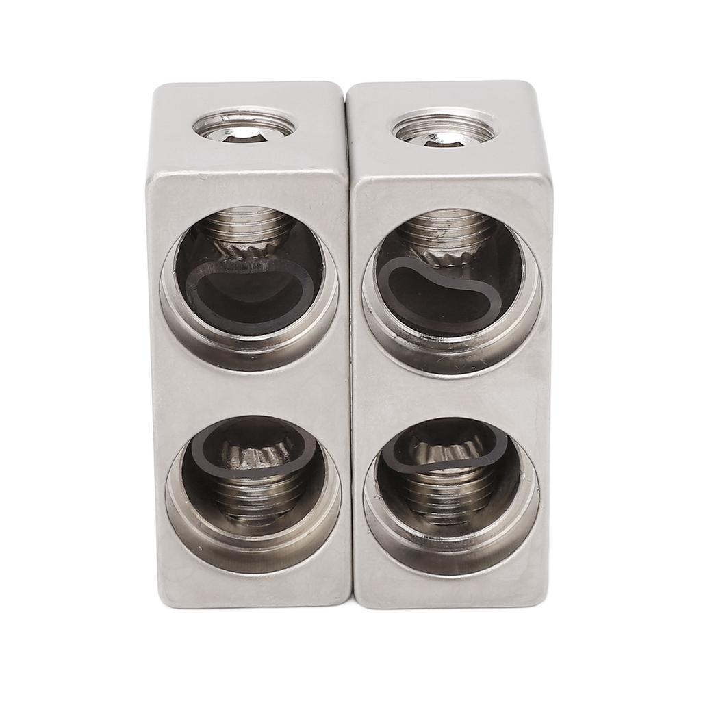 2pcs Dual 1/0 Gauge to 1/0 Gauge Amplifier Input Reducer Nickel Plated Aluminum Alloy High Power for Car Audio