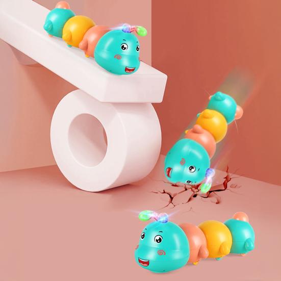 Electric Magnetic Caterpillar Toy with LED Light Music Toddlers Walking Caterpillar Toy Boys Girls Tummy Time Caterpillar Crawling Musical Toy