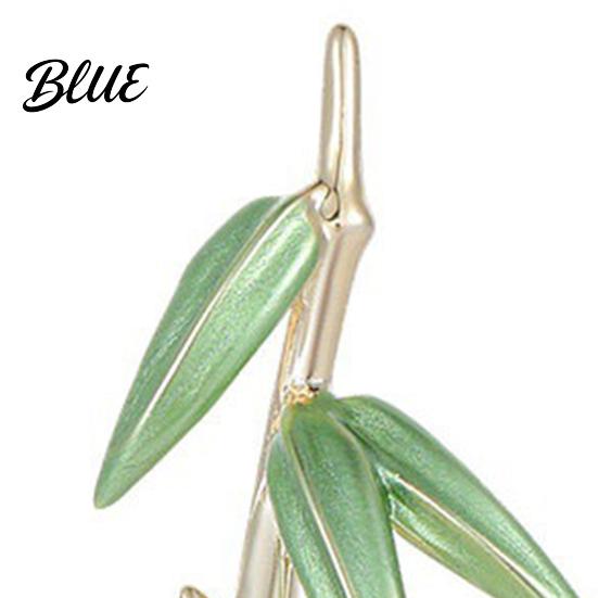 Green Bamboo Brooch Pin for Women Three-Dimensional Shape with Bag