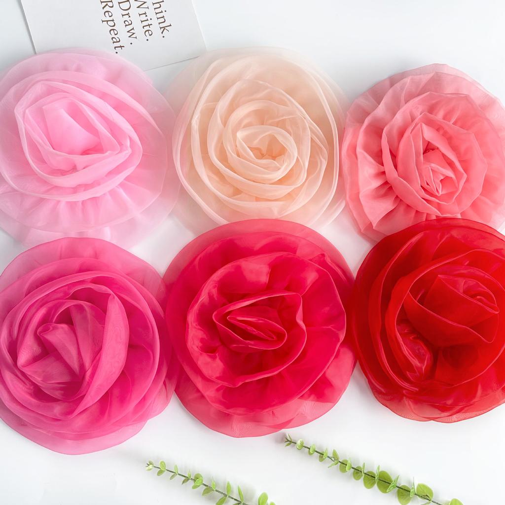 Color Organza Three-Dimensional Flower Corsage Decorative Cloth Sticker Handmade Diy Jewelry Accessories Simulated Flower Clothing Accessories