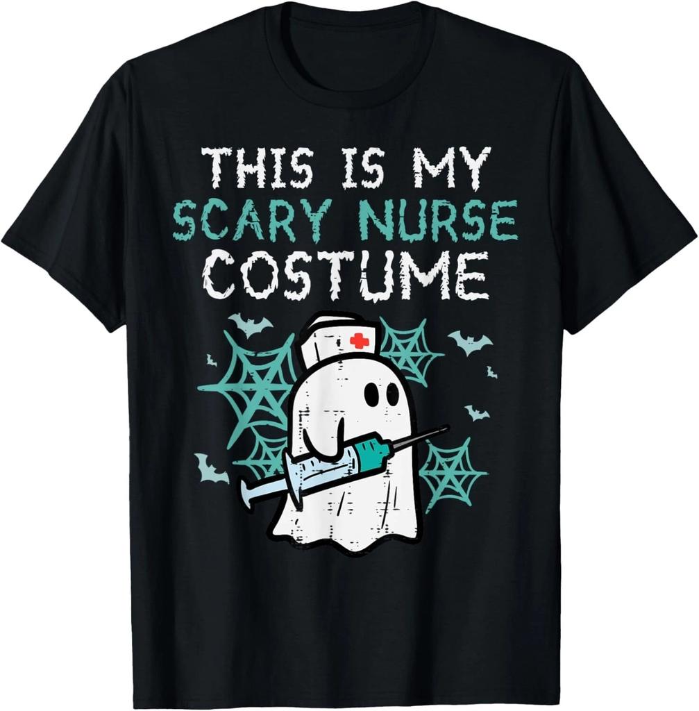 Halloween My Scary Nurse Costume Funny Ghost Scrub Top Women T- Shirt