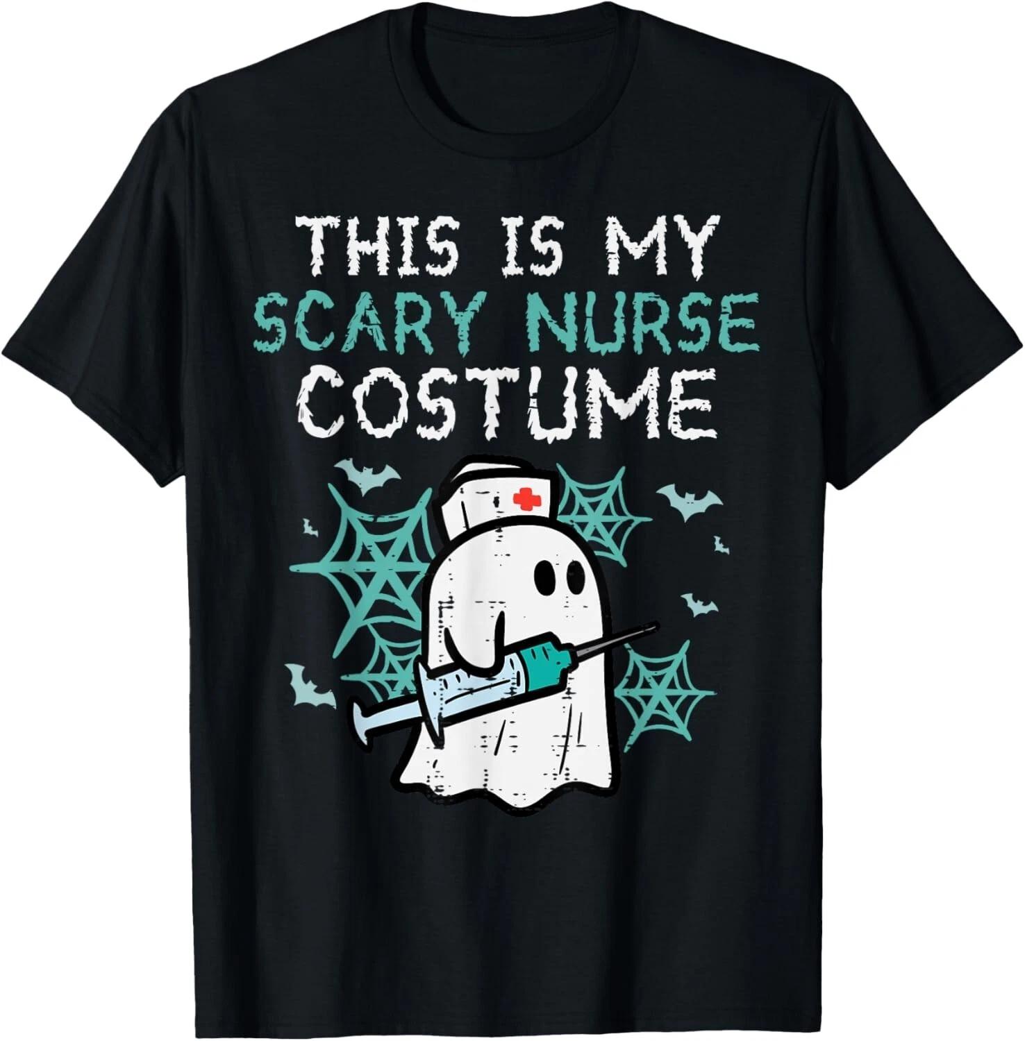 Halloween My Scary Nurse Costume Funny Ghost Scrub Top Women T- Shirt S