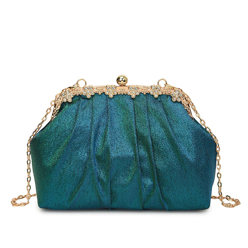 Women s Handbag Rhineste-Embellished Metal Clasp Clutch Elegant Socialite Evening Bag Chain-Strap Shoulder Crossbody Clutch синий