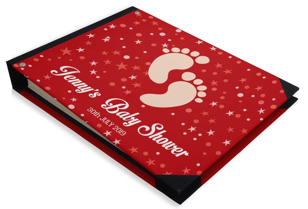 Darling Souvenir Blue Seamless Heart & Baby Objects Personalized Printed Baby Shower  Guest  Book  Scrapbook-7 x 9