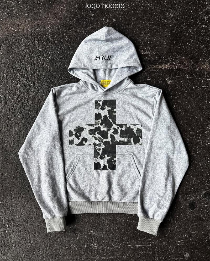 

Y2K Harajuku Gothic Punk Trendy Clothing Hip Hop Leopard Cross Grey Hoodie Women Casual American Retro Oversized Sportswear Men 3XL