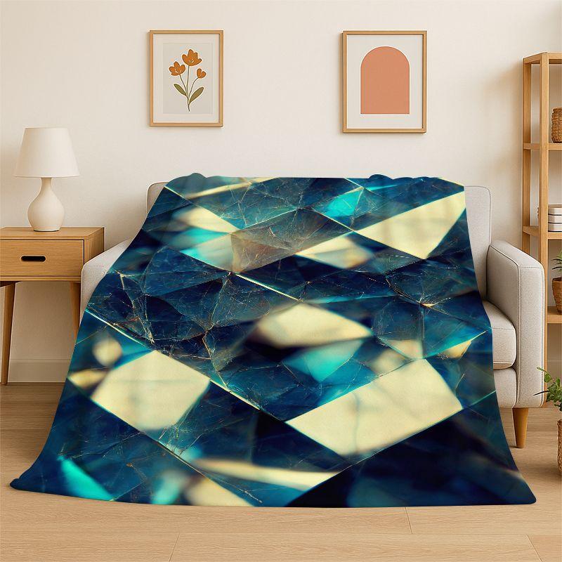 Colorful Crystal Natural Ore Stone Flannel Blanket Soft Throw Blanket for Bedroom Living Room Bed Travel Camping Picnic Nap Gift