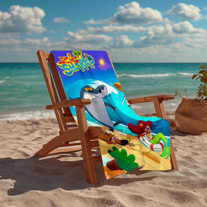 Ultra-Soft Beach Towel with Zig & Sharko Theme,Ideal for Pool - Camping, Diving - Perfect Travel Essential, Vibrant Beach Towel.
