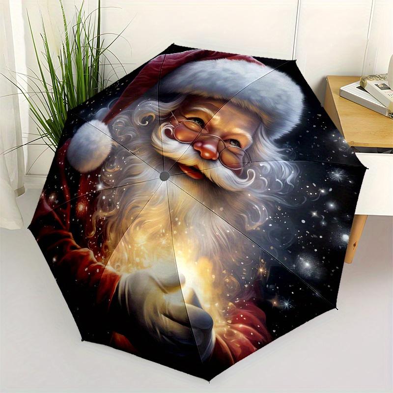 

Santa Claus, Christmas Theme 8 Bone Hand Automatic Folding Umbrella, Compact and Portable Design, A Perfect Gift for Birthday, Christmas or