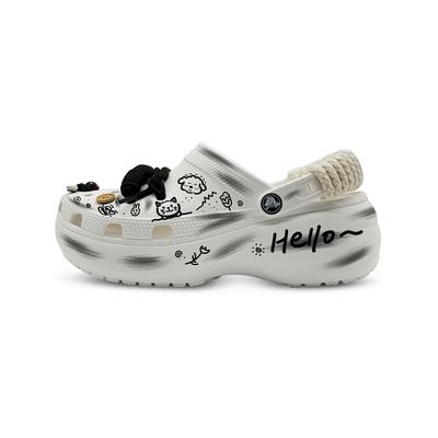 Sabot Plateforme Classique Happy Graffiti EVA Nuage Dessin Animé Mignon Chaussures à Trous pour Femmes Blanc