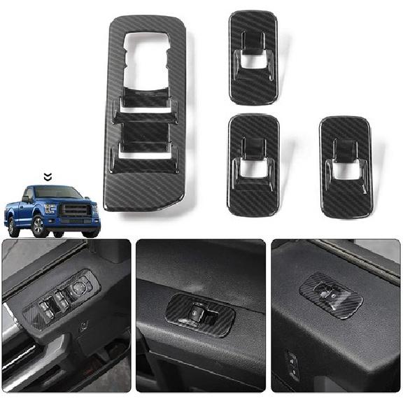 För 2015- Ford F150 F-150 Kolfiber Fönsterhissknapp Panelöverdrag