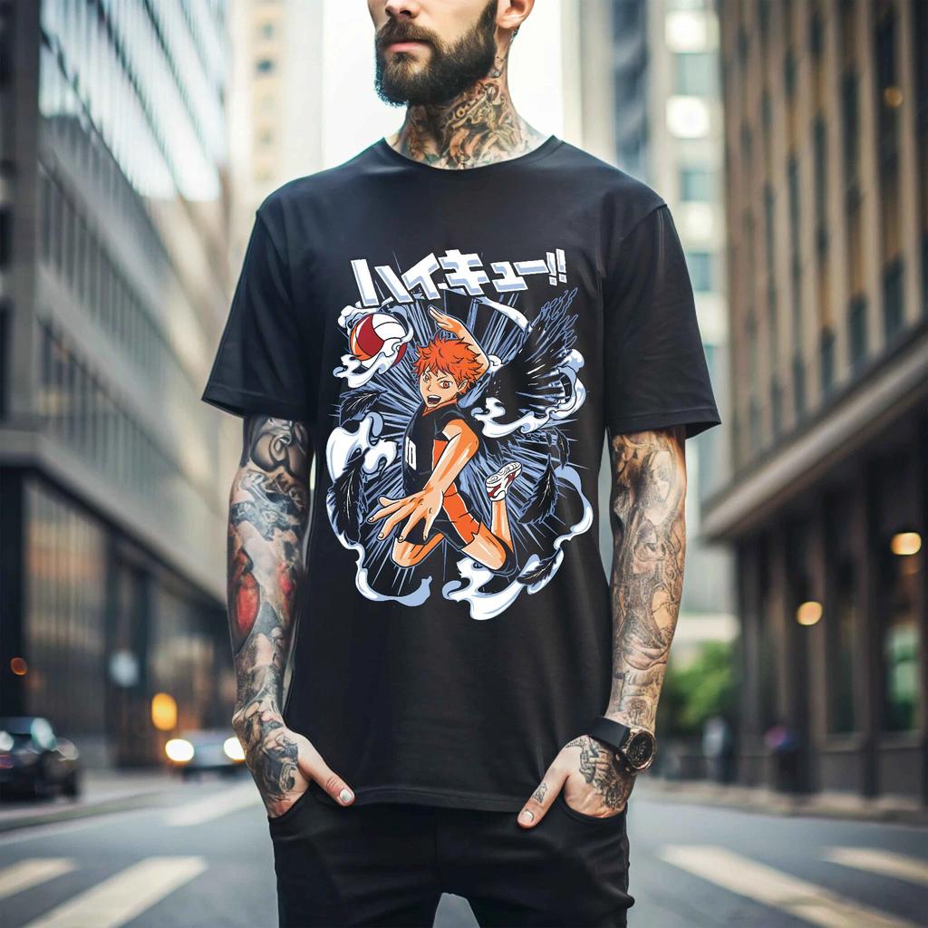 100% Cotton TOPS UNISEX TEES MENS WOMENS Hinata Shoyo Manga Strip Haikyuu Haikyu Anime Unisex Gift T-Shirt ALL SIZE 061