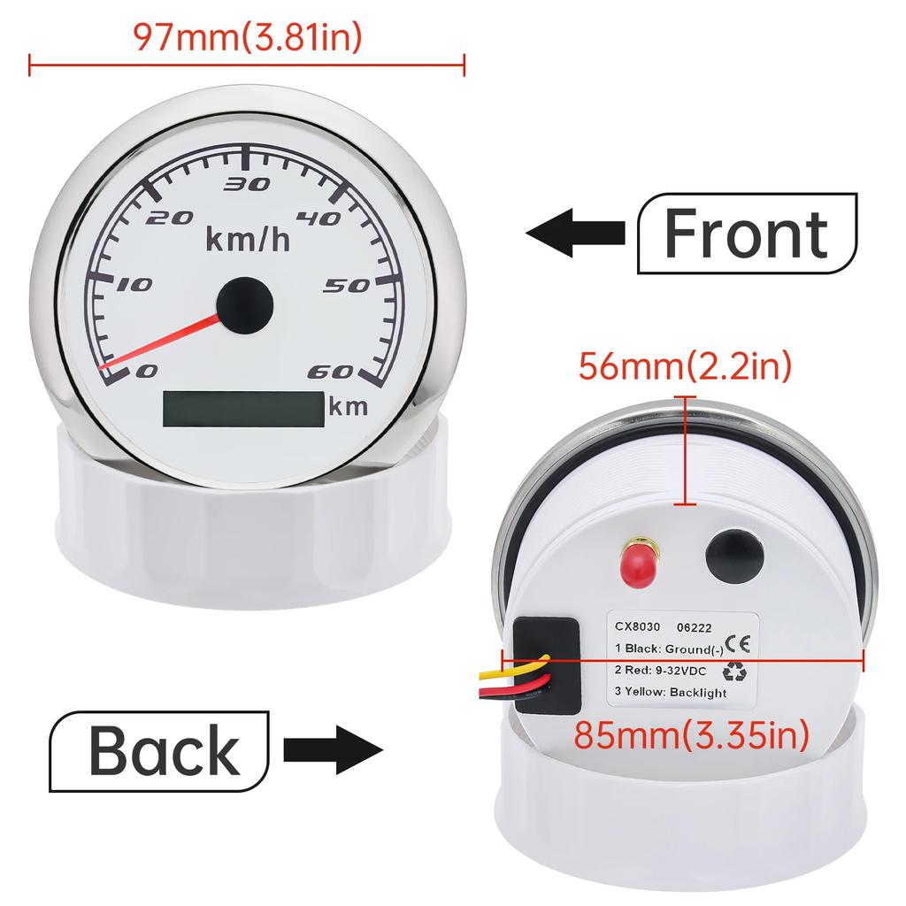 85mm GPS Tacho 7 Farben LED 0-60KMH 0-120KMH Geschwindigkeitsmesser mit GPS Antenne für Marine Auto Boot Yacht Autozubehör