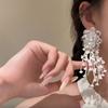 Rhinestone Floral Tassel Earrings Zinc Zinc Alloy Long Ear Drop Summer White Flower Earrings  Holiday
