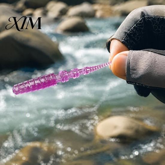Bass Fishing Lures 50Pcs Bionic Worm Soft Bait, 40MM/0.37g 50MM/0.45g Artificial Lure with Needle Lightweight Baits Tail, Swim for Freshwater