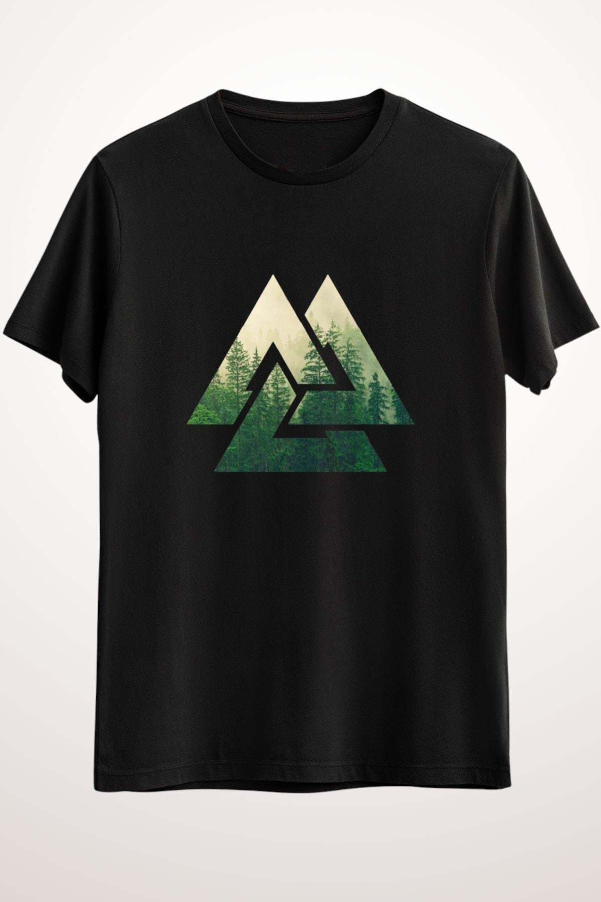 

Мужская черная футболка Valknut Viking Symbol Valhalla Forest — DS1284